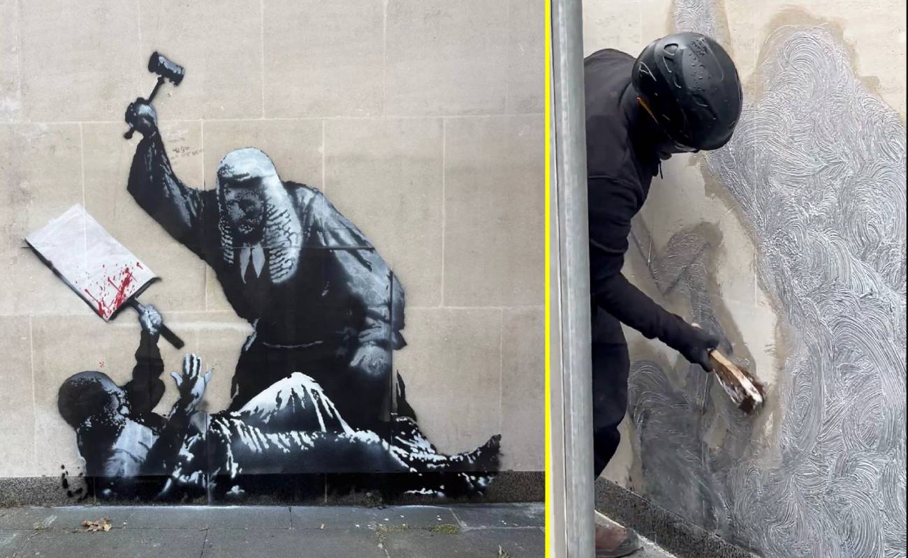 Banksy’nin adalet resmi Londra’da hızla kapatıldı