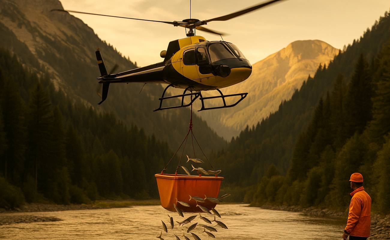 12 bin balık helikopterle taşınıyor