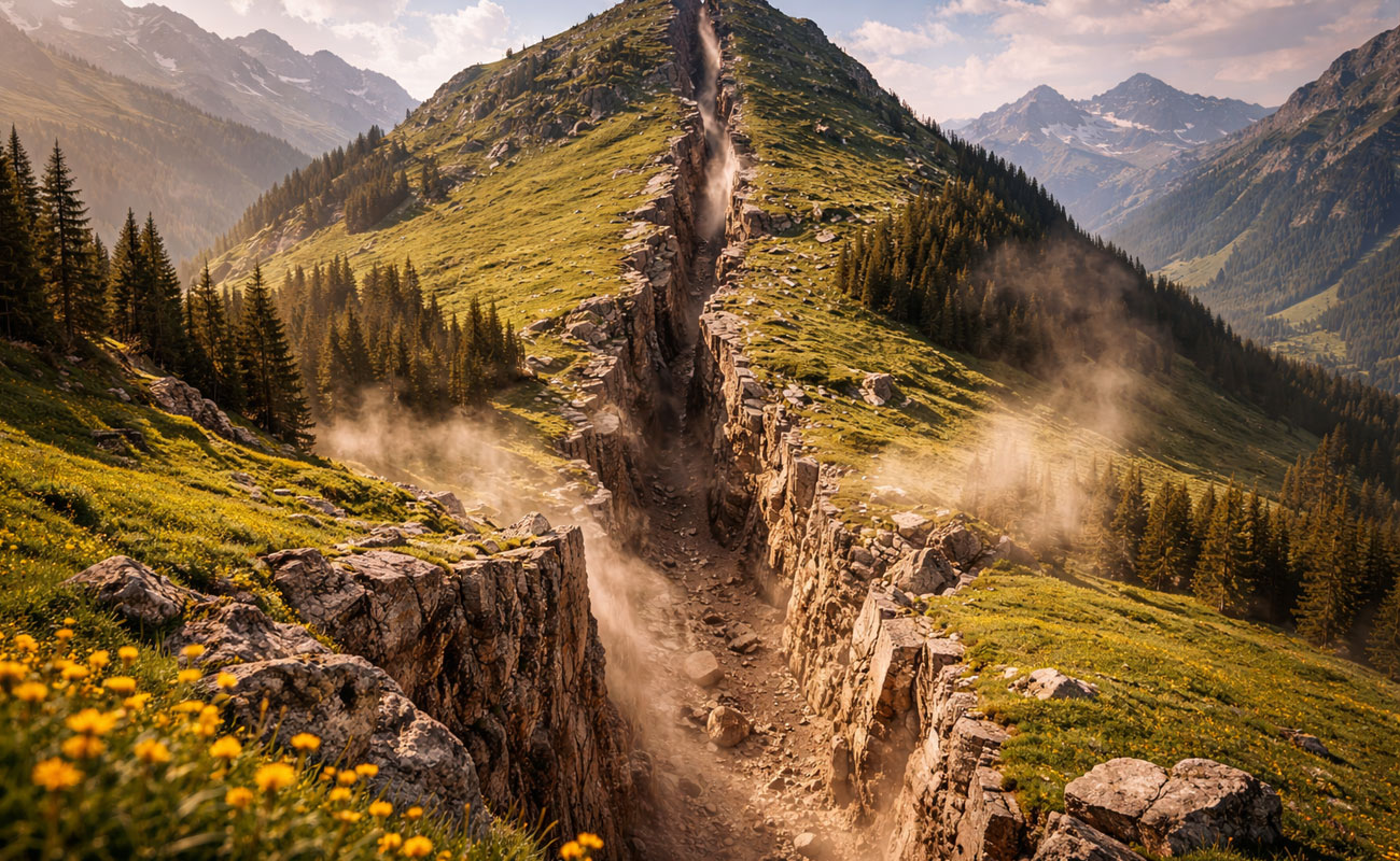 Dağ yarılıyor: 250 metrelik çatlak büyüyor, tahliye planları hazır