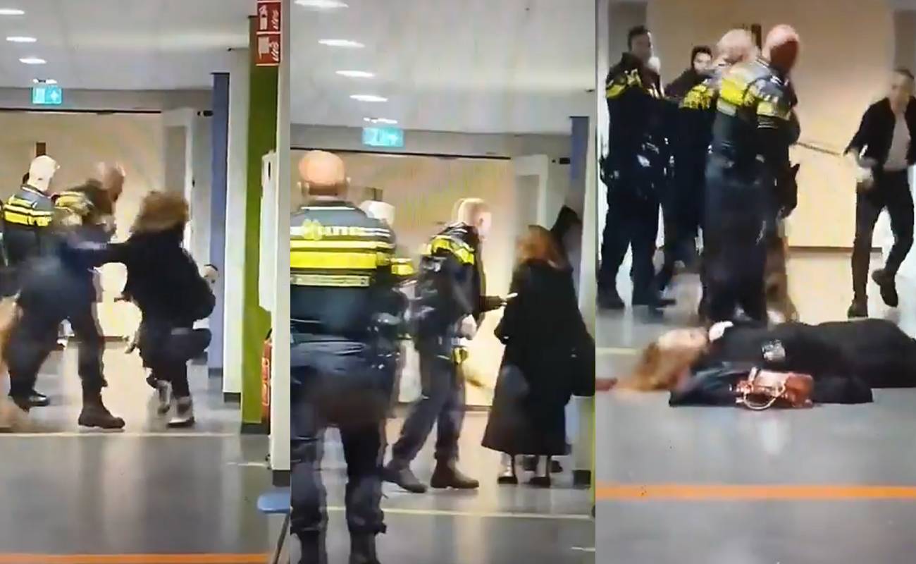 Polis, hamile sığınmacıyı yere fırlattı